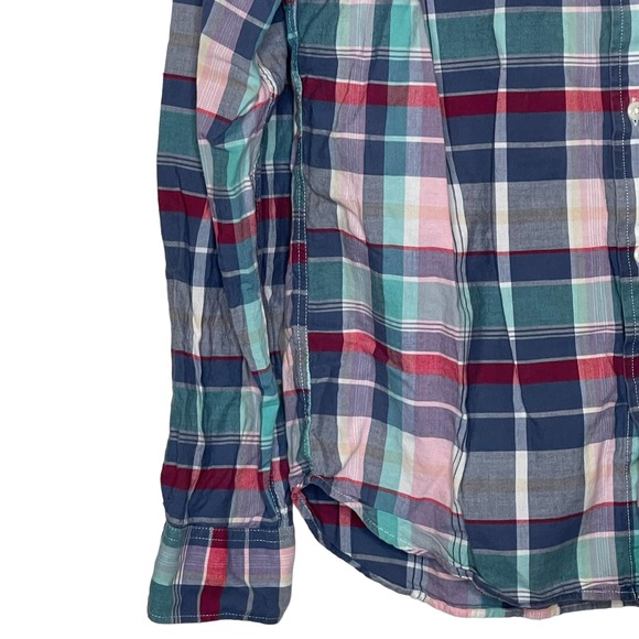Old Navy Slim Fit Multicolor Plaid Button Down Shirt Long Sleeve Men Size Medium - Picture 5 of 8